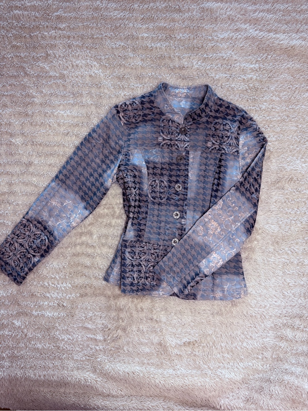 Women's Vintage Blue Button Up Cotton Jacket